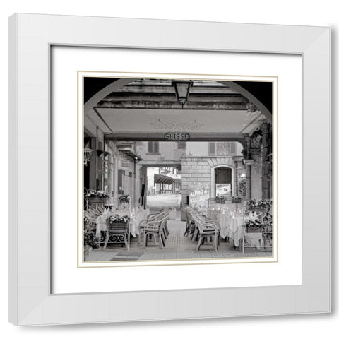 Bellagio Caffe - 2 White Modern Wood Framed Art Print with Double Matting by Blaustein, Alan