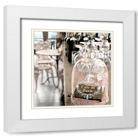 Cafe de Paris #1 White Modern Wood Framed Art Print with Double Matting by Blaustein, Alan