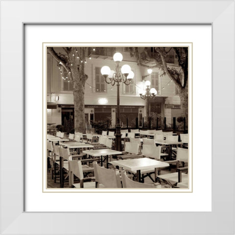 Cote dAzur Cafe - 1 White Modern Wood Framed Art Print with Double Matting by Blaustein, Alan
