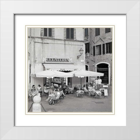 Tuscany Caffe - 22 White Modern Wood Framed Art Print with Double Matting by Blaustein, Alan