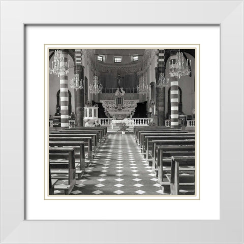 Liguria Church Interior - 1 White Modern Wood Framed Art Print with Double Matting by Blaustein, Alan