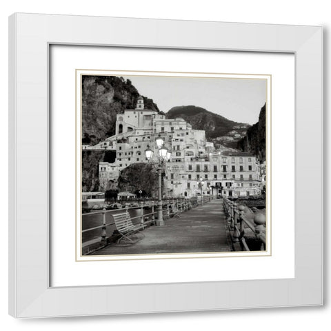 Amalfi Pier - 1 White Modern Wood Framed Art Print with Double Matting by Blaustein, Alan