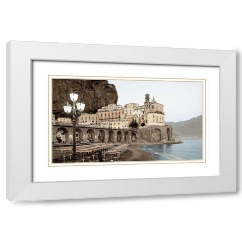 Atrani Caffe - 5A Horizontal White Modern Wood Framed Art Print with Double Matting by Blaustein, Alan