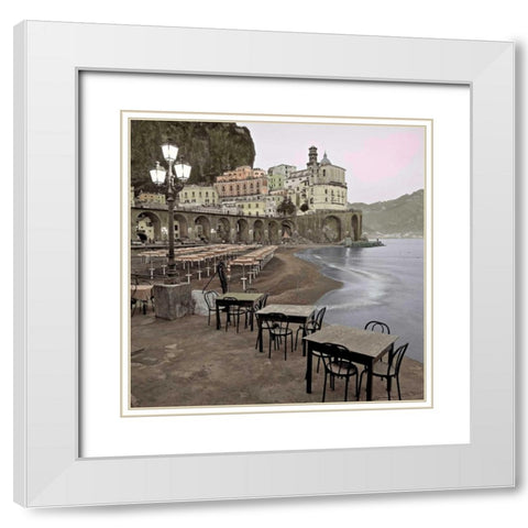 Atrani Caffe - 5 White Modern Wood Framed Art Print with Double Matting by Blaustein, Alan
