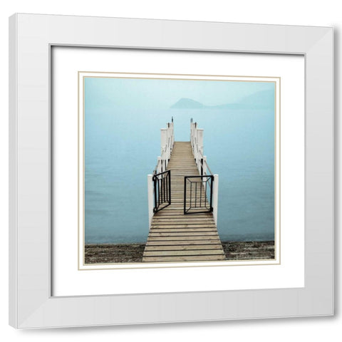 Menaggio Pier White Modern Wood Framed Art Print with Double Matting by Blaustein, Alan