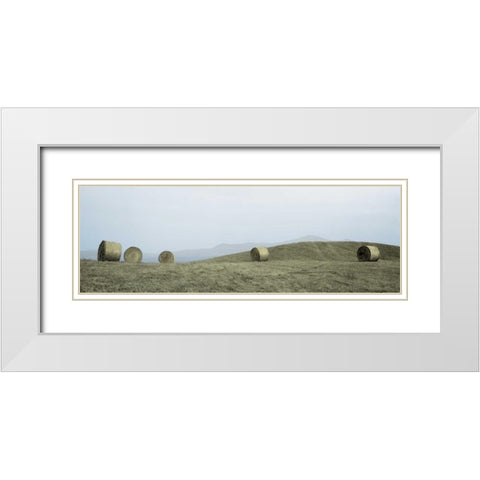 Haystacks Tuscany - 1 White Modern Wood Framed Art Print with Double Matting by Blaustein, Alan