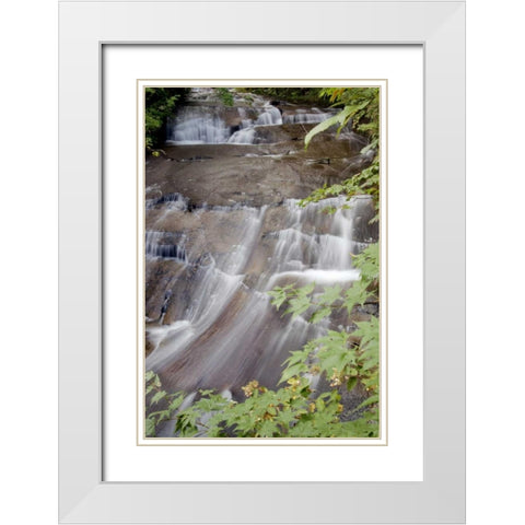 Hokkaido Waterfall - 5 White Modern Wood Framed Art Print with Double Matting by Blaustein, Alan