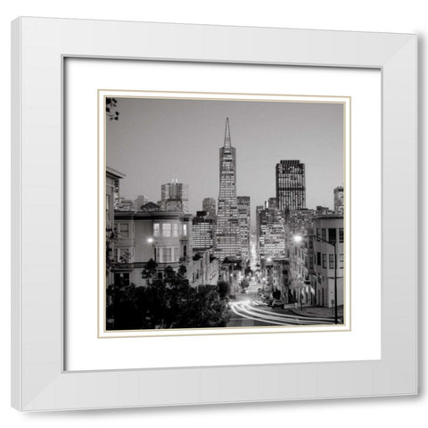 San Francisco Skyline - 1 White Modern Wood Framed Art Print with Double Matting by Blaustein, Alan