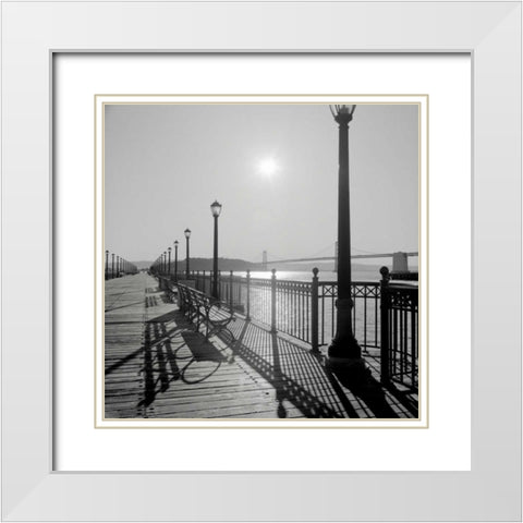 Broadway Pier - 20 White Modern Wood Framed Art Print with Double Matting by Blaustein, Alan