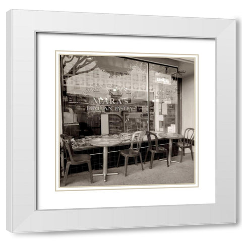 MaraÃ¢â‚¬â„¢s Caffe - 1 White Modern Wood Framed Art Print with Double Matting by Blaustein, Alan