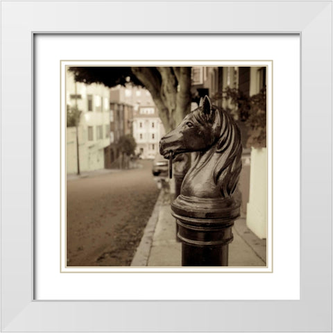 Hitching Post - 7 White Modern Wood Framed Art Print with Double Matting by Blaustein, Alan