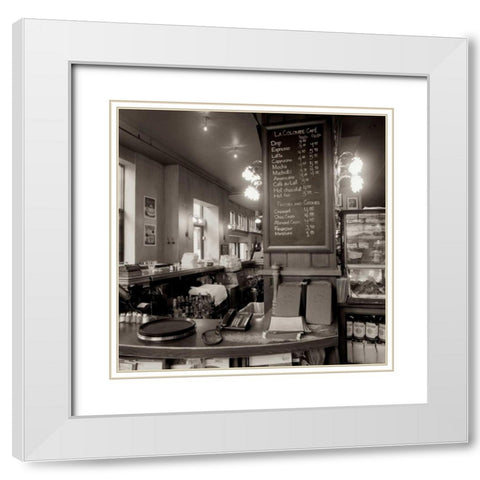 La Colombre Cafe - 1 White Modern Wood Framed Art Print with Double Matting by Blaustein, Alan