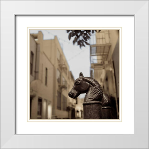Hitching Post - 3 White Modern Wood Framed Art Print with Double Matting by Blaustein, Alan