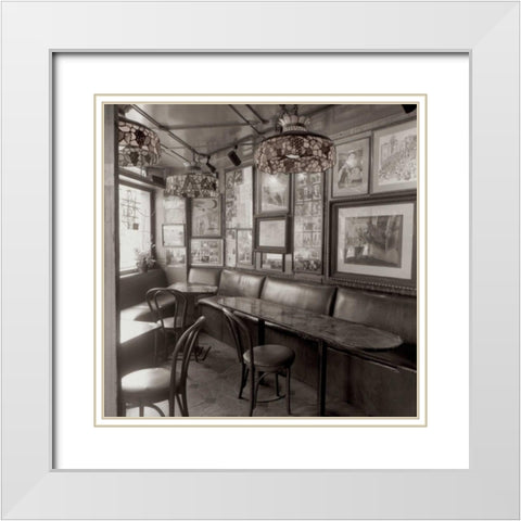 VesuvioÃ¢â‚¬â„¢s Caffe - 1 White Modern Wood Framed Art Print with Double Matting by Blaustein, Alan