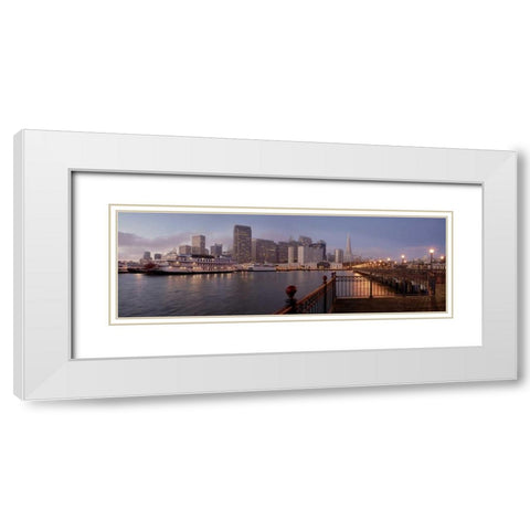 Bay Pano - 120 White Modern Wood Framed Art Print with Double Matting by Blaustein, Alan