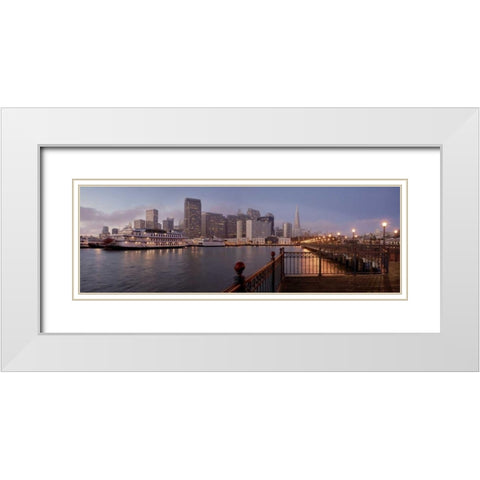Bay Pano - 120 White Modern Wood Framed Art Print with Double Matting by Blaustein, Alan