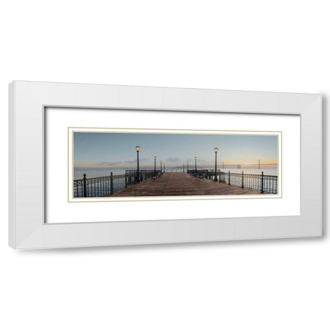 Broadway Pier Pano - 124 White Modern Wood Framed Art Print with Double Matting by Blaustein, Alan