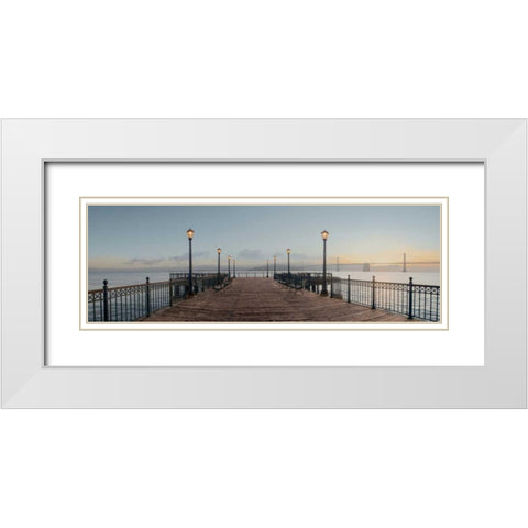 Broadway Pier Pano - 124 White Modern Wood Framed Art Print with Double Matting by Blaustein, Alan