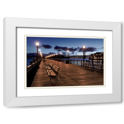 Broadway Pier - 22 White Modern Wood Framed Art Print with Double Matting by Blaustein, Alan