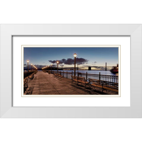 Broadway Pier Pano - 114 White Modern Wood Framed Art Print with Double Matting by Blaustein, Alan