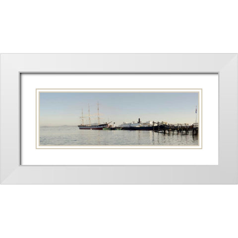 Bay Pano - 126 White Modern Wood Framed Art Print with Double Matting by Blaustein, Alan
