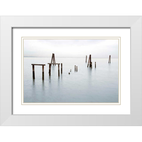 Antique Pier - 79 White Modern Wood Framed Art Print with Double Matting by Blaustein, Alan