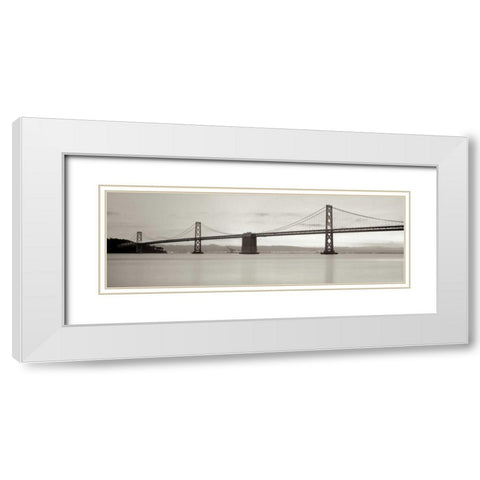 Bay Bridge Pano - 1 White Modern Wood Framed Art Print with Double Matting by Blaustein, Alan