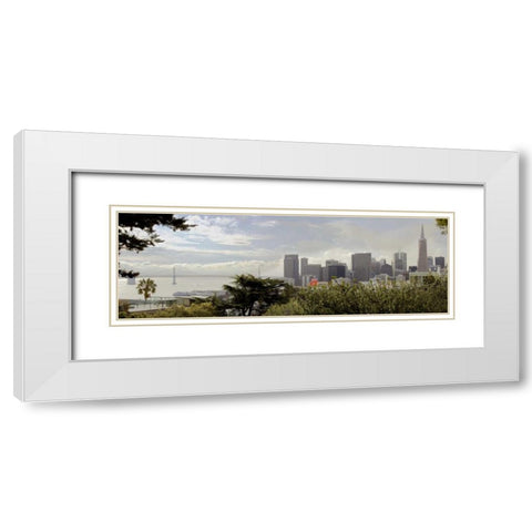 SF Skyline Pano - 110 White Modern Wood Framed Art Print with Double Matting by Blaustein, Alan
