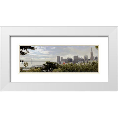 SF Skyline Pano - 110 White Modern Wood Framed Art Print with Double Matting by Blaustein, Alan
