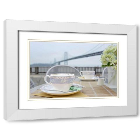 Dream Cafe Bay Bridge - 1 White Modern Wood Framed Art Print with Double Matting by Blaustein, Alan
