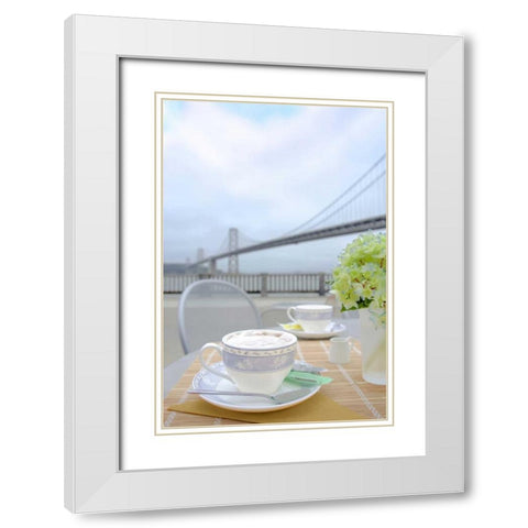 Dream Cafe Bay Bridge - 2 White Modern Wood Framed Art Print with Double Matting by Blaustein, Alan
