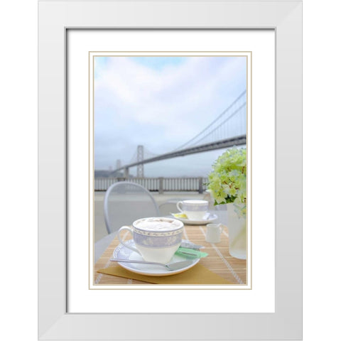 Dream Cafe Bay Bridge - 2 White Modern Wood Framed Art Print with Double Matting by Blaustein, Alan