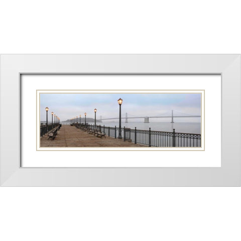 Broadway Pier Pano - 112 White Modern Wood Framed Art Print with Double Matting by Blaustein, Alan