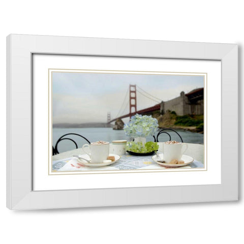 Dream Cafe Golden Gate Bridge - 5 White Modern Wood Framed Art Print with Double Matting by Blaustein, Alan