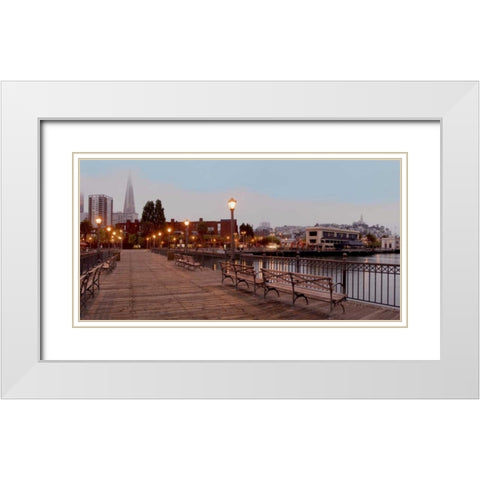 Broadway Pier Pano - 113 White Modern Wood Framed Art Print with Double Matting by Blaustein, Alan