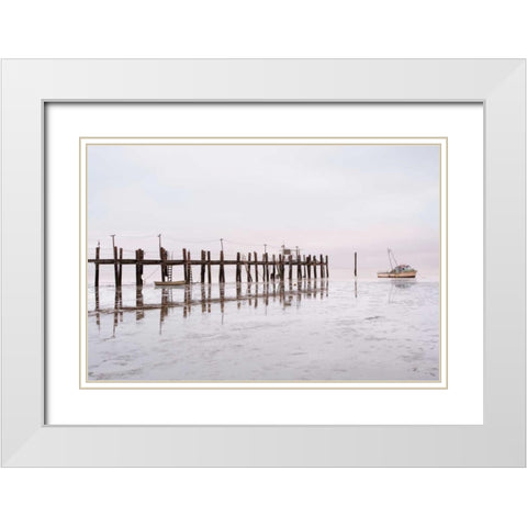 Antique Pier - 103 White Modern Wood Framed Art Print with Double Matting by Blaustein, Alan