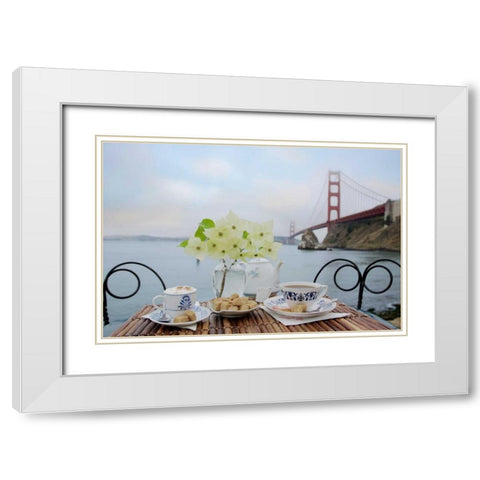 Dream Cafe Golden Gate Bridge - 15 White Modern Wood Framed Art Print with Double Matting by Blaustein, Alan