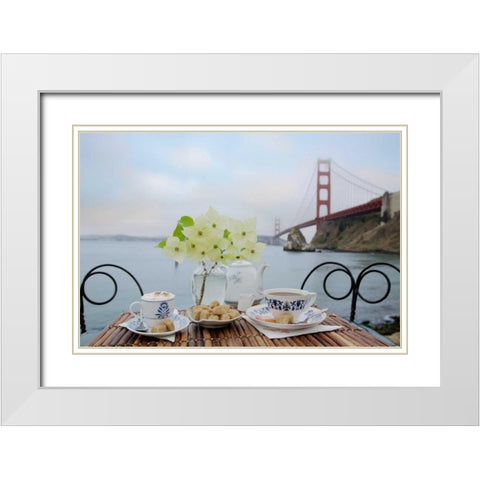Dream Cafe Golden Gate Bridge - 15 White Modern Wood Framed Art Print with Double Matting by Blaustein, Alan