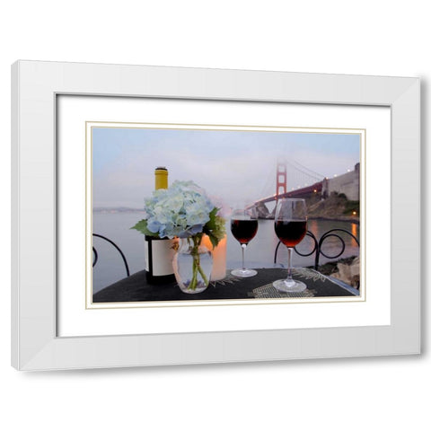Dream Cafe Golden Gate Bridge - 13 White Modern Wood Framed Art Print with Double Matting by Blaustein, Alan