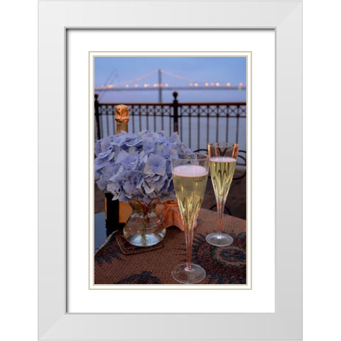 Dream Cafe Bay Bridge - 19 White Modern Wood Framed Art Print with Double Matting by Blaustein, Alan