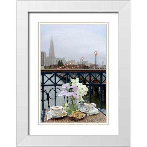 Dream Cafe Broadway Pier - 21 White Modern Wood Framed Art Print with Double Matting by Blaustein, Alan