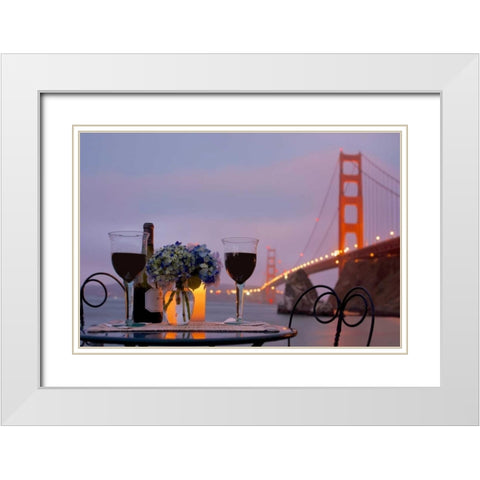 Dream Cafe Golden Gate Bridge - 41 White Modern Wood Framed Art Print with Double Matting by Blaustein, Alan