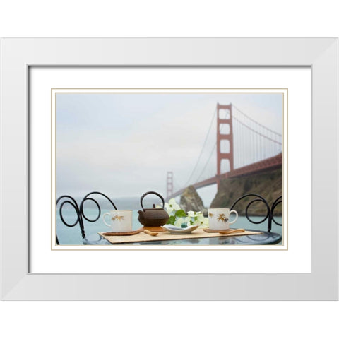 Dream Cafe Golden Gate Bridge - 43 White Modern Wood Framed Art Print with Double Matting by Blaustein, Alan
