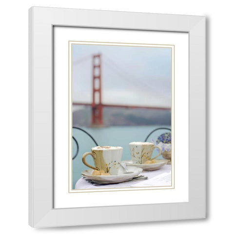 Dream Cafe Golden Gate Bridge - 55 White Modern Wood Framed Art Print with Double Matting by Blaustein, Alan