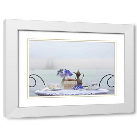 Dream Cafe Golden Gate Bridge - 60 White Modern Wood Framed Art Print with Double Matting by Blaustein, Alan