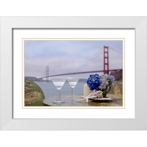 Dream Cafe Golden Gate Bridge - 63 White Modern Wood Framed Art Print with Double Matting by Blaustein, Alan