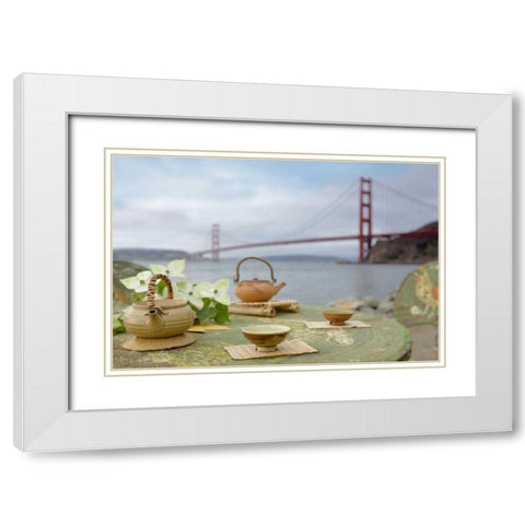 Dream Cafe Golden Gate Bridge - 66 White Modern Wood Framed Art Print with Double Matting by Blaustein, Alan