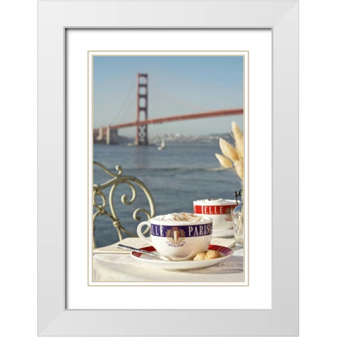Dream Cafe Golden Gate Bridge - 76 White Modern Wood Framed Art Print with Double Matting by Blaustein, Alan