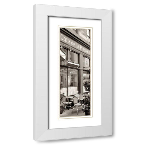 Cafe la Presse Pano - 1 White Modern Wood Framed Art Print with Double Matting by Blaustein, Alan