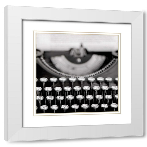 Retro-Typewriter - 1 White Modern Wood Framed Art Print with Double Matting by Blaustein, Alan